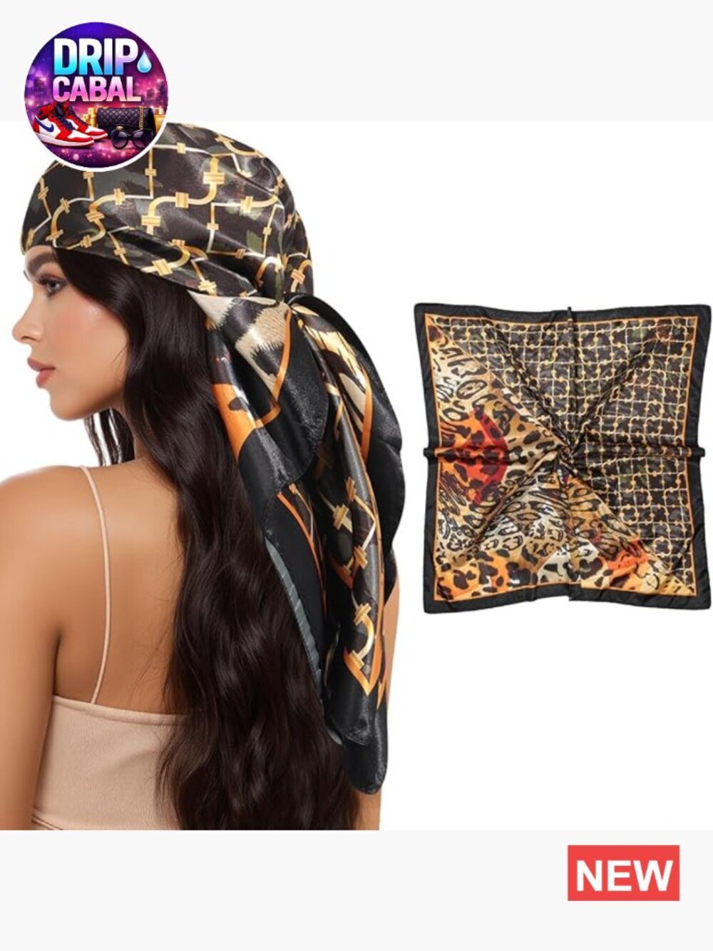 35" Square Satin Head Scarf for Women's Hair Silk Bandana Hair Wrap for Sleeping